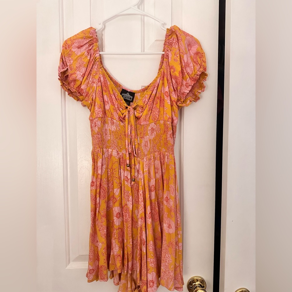 Angie Pink and Yellow Floral Roper Dress